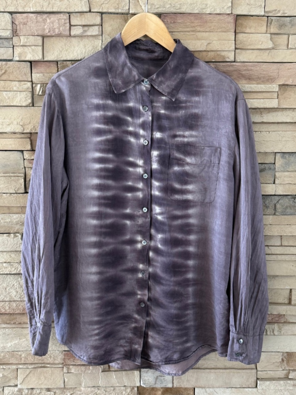 Raquel Allegra Purple Tie Dye Silk Blouse Size 2